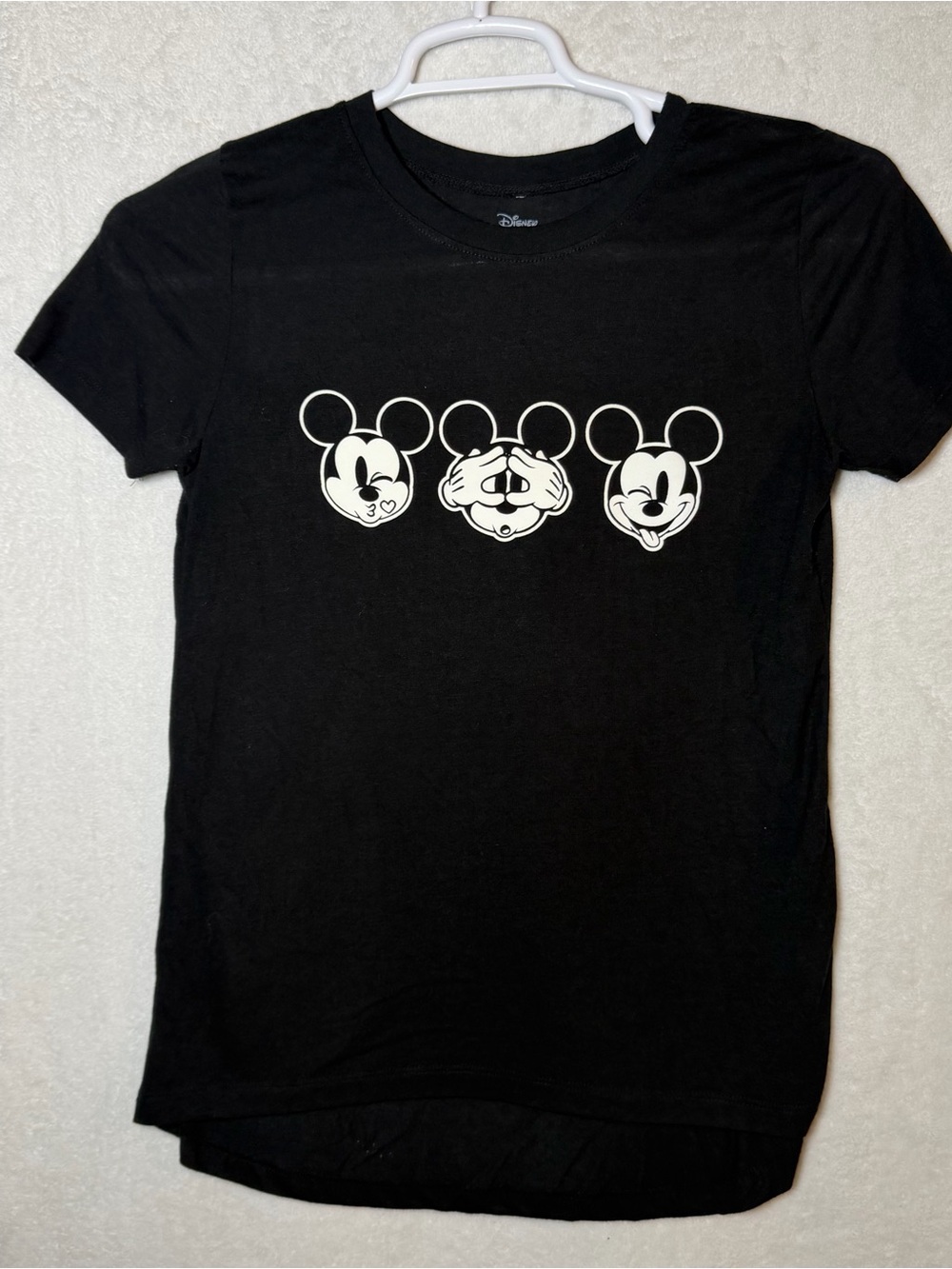Disney Black Tee with Three White Mickey Faces